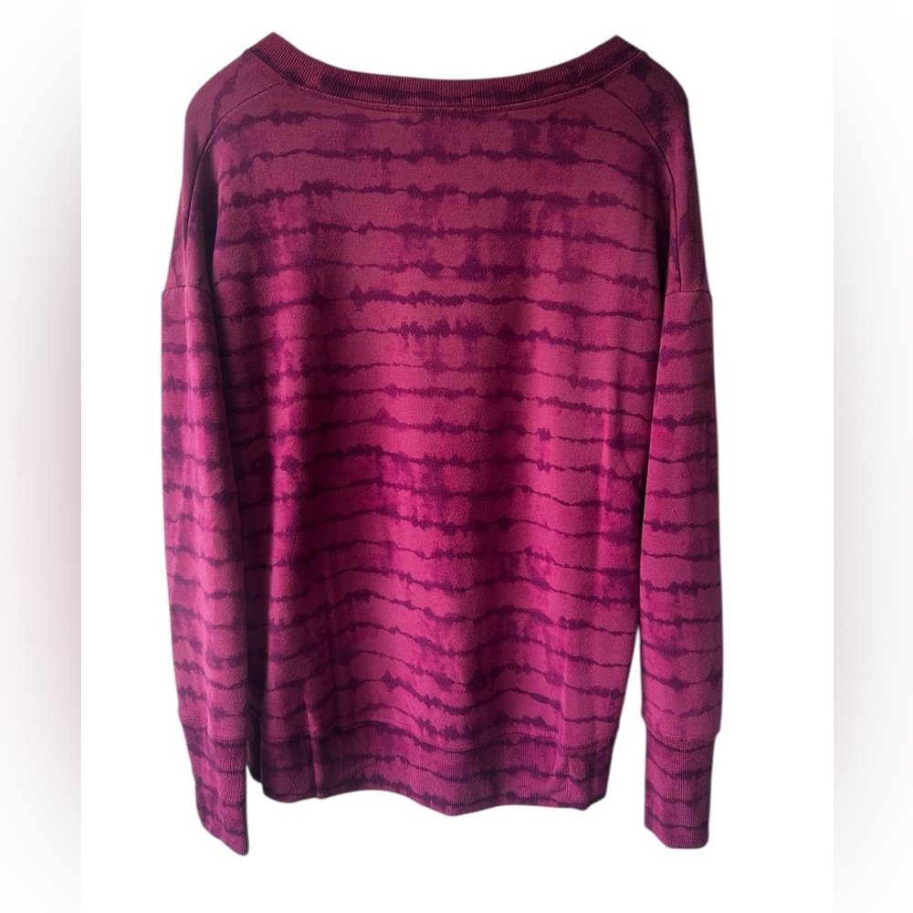 Athleta Coaster Luxe Tie Dye Shibori Striped Pink Sweatshirt M - Picture 4 of 8